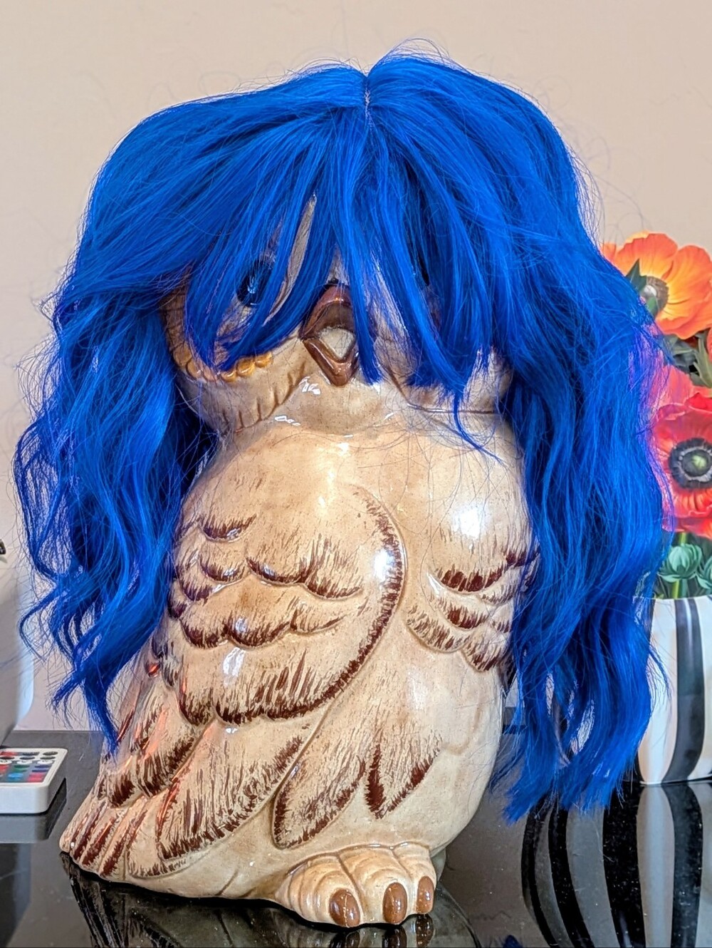 NWOT Blue Wig Halloween Costume Accessories Cosplay Bright Neon Hair Small Bangs